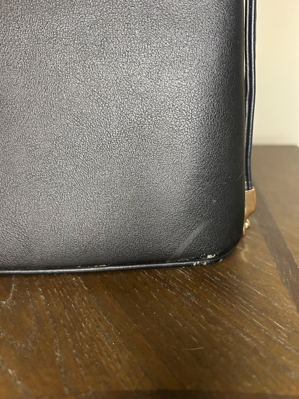 Minimalist and sleek Black Top-Handle Shoulder Bag with Gold Hardware - Picture 14 of 16